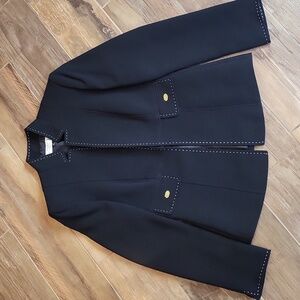 Tahari Arthur S. Levine Fully Lined Blazer w/ Ivory Stitching, 2P